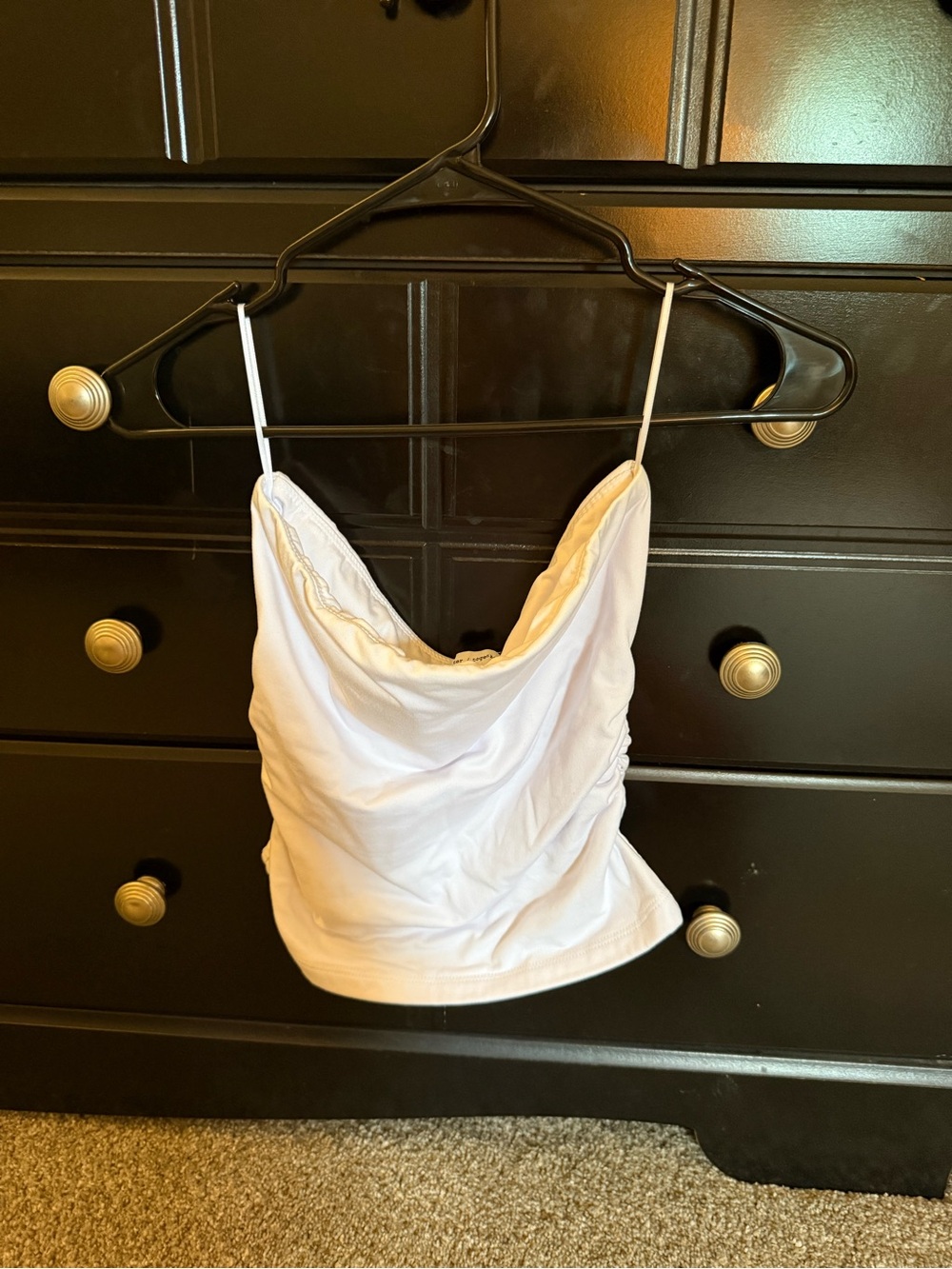White Women's Cowl Neck Strapless Top